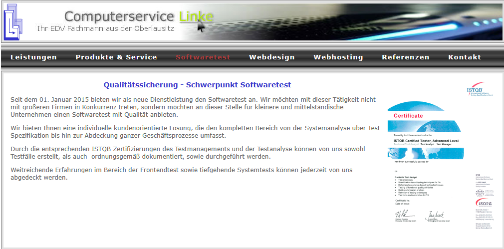 Webseite Computerservice Linke bis 2023